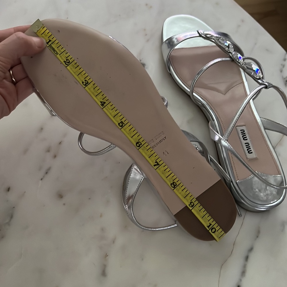 Miu Miu crystal silver flat sandals 41 New SOLD - Picture 6 of 7